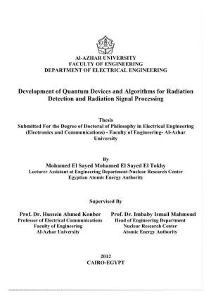 Development of Quantum Devices and Algorithms for Radiation Detection and Radiation Signal Processing