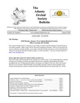 Atlanta Orchid Society Newsletter