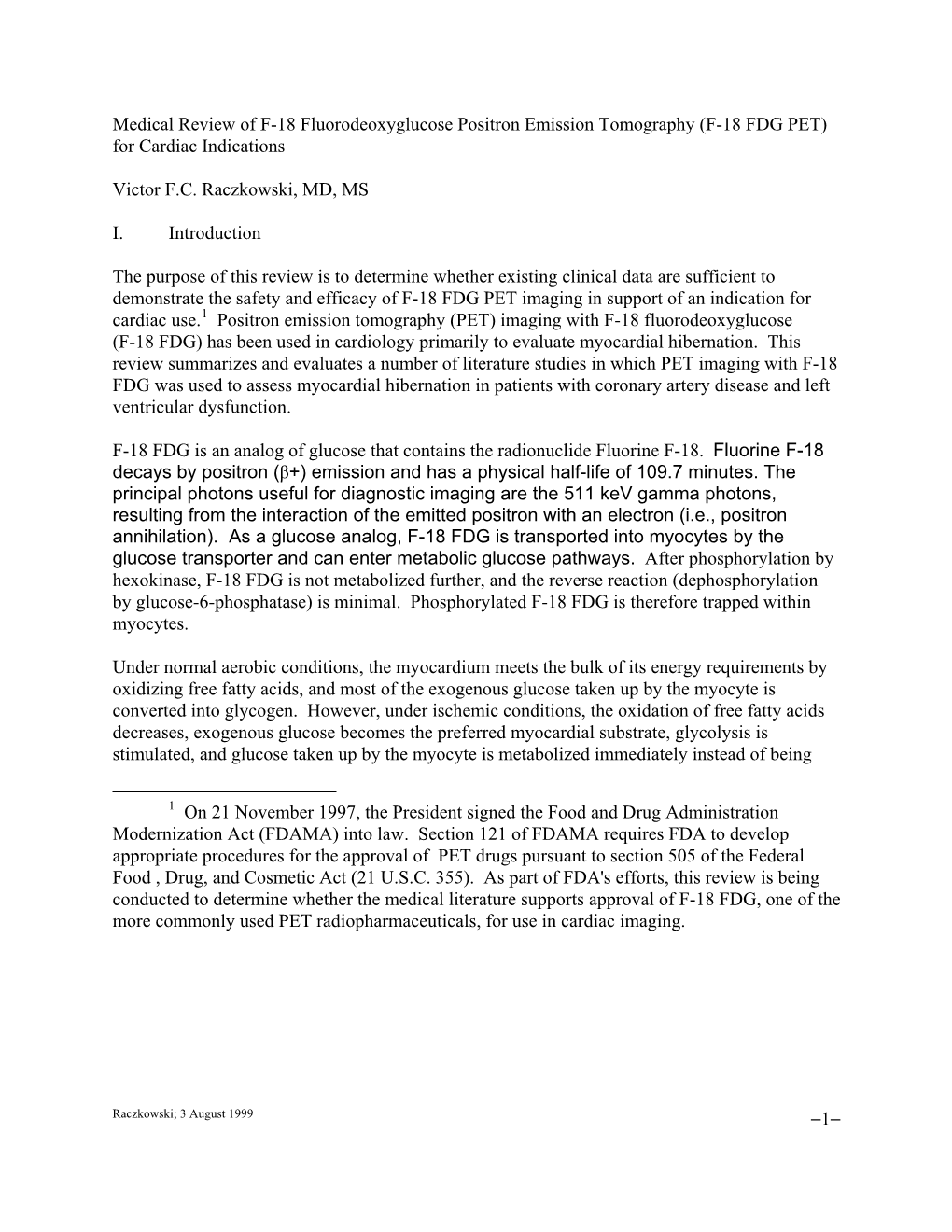 (F 18 FDG PET) for Cardiac Indications