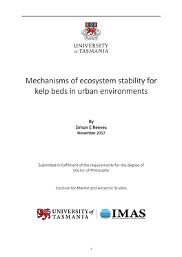 Mechanisms of Ecosystem Stability for Kelp Beds in Urban Environments