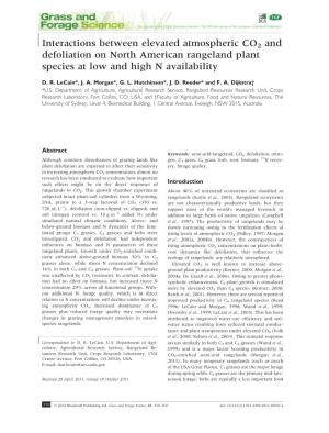 Interactions Between Elevated Atmospheric CO2 and Defoliation on North American Rangeland Plant Species at Low and High N Availability