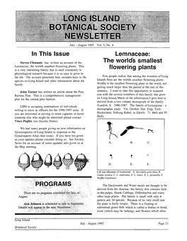 In This Issue Lemnaceae: the Worlds Smallest Flowering Plants