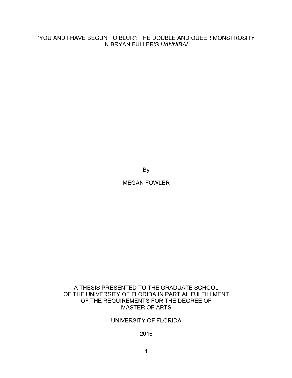 University of Florida Thesis Or Dissertation Formatting