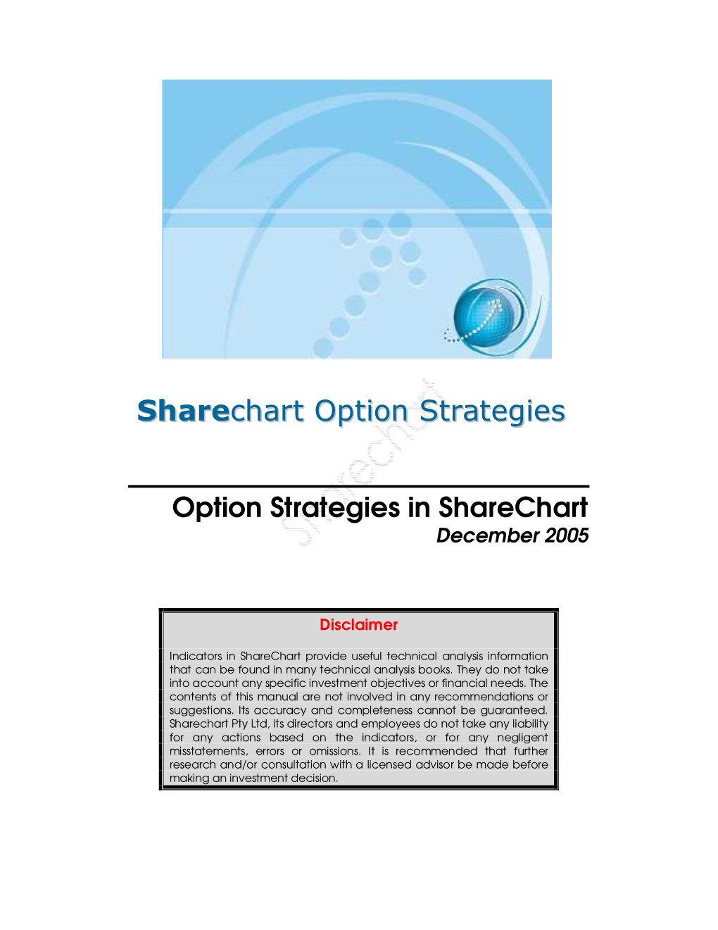 Sharechart Option Strategies 1 Introduction OPTION STRATEGIES