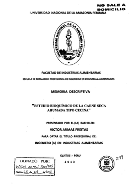 Estudio Bioquímico De La Carne Seca Ahumada Tipo Cecina