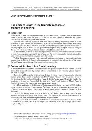 The Units of Length in the Spanish Treatises of Military Engineering