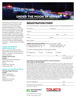 Under the Moon 5K Series Presented in Partnership with the Toledo Roadrunners Club