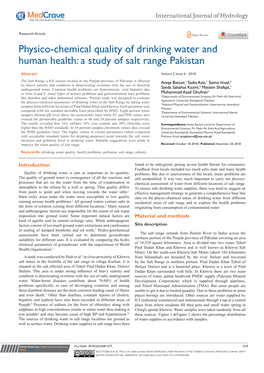 Physico-Chemical Quality of Drinking Water and Human Health: a Study of Salt Range Pakistan