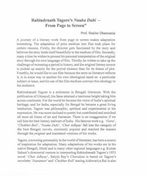 Rabindrnath Tagore's Nauka Dubi - from Page to Screenn Prof