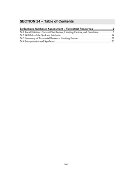 SECTION 24 – Table of Contents