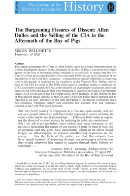 Allen Dulles and the Selling of the CIA in the Aftermath of the Bay of Pigs