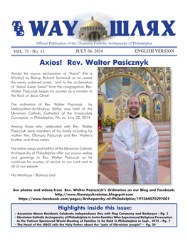 Axios! Rev. Walter Pasicznyk