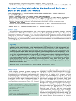 Passive Sampling Methods for Contaminated Sediments: State Of