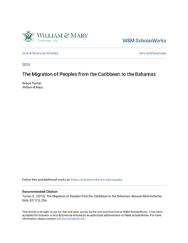 The Migration of Peoples from the Caribbean to the Bahamas