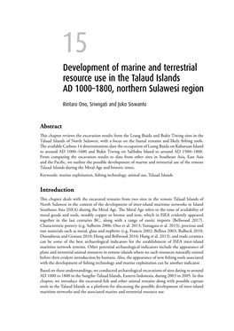 15. Development of Marine and Terrestrial Resource Use in the Talaud Islands AD 1000–1800 245
