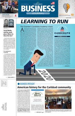 LEARNING to RUN LEARNING TORUN This Year, Thecarlsbad Cham an AWARD-WINNING, MONTHLY PUBLICATION of the CARLSBAD CHAMBER of COMMERCE Business Journal