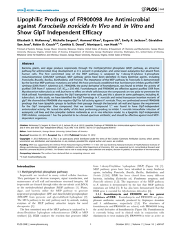 Against Francisella Novicida in Vivo and in Vitro and Show Glpt Independent Efficacy