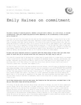 Emily Haines on Commitment