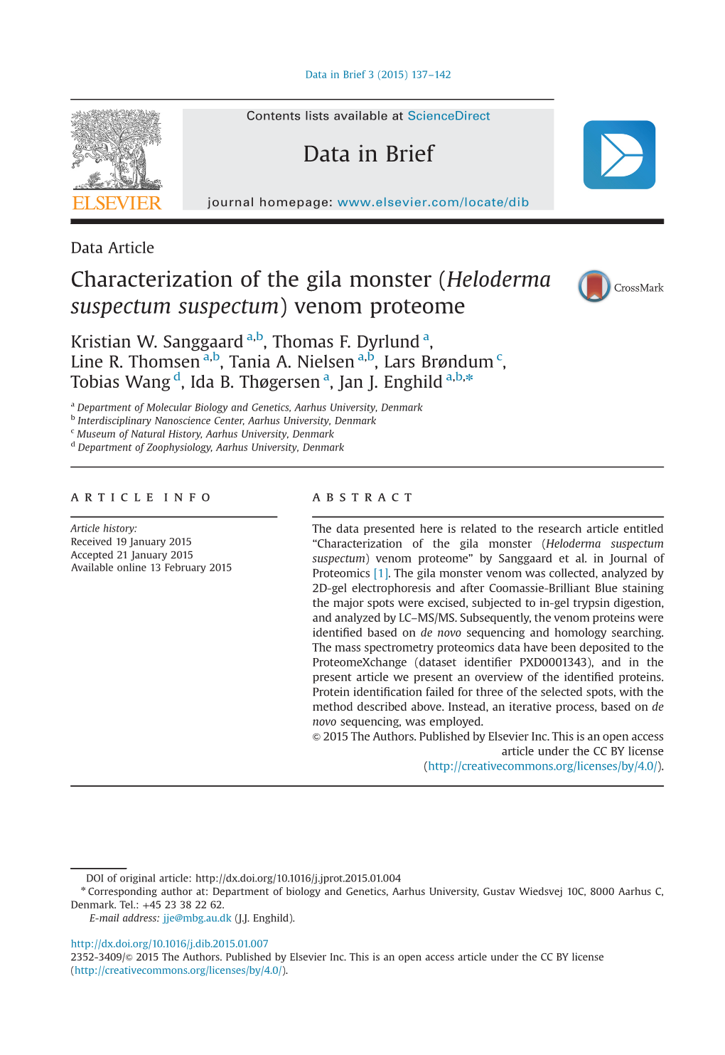 Characterization of the Gila Monster (Heloderma Suspectum Suspectum) Venom Proteome