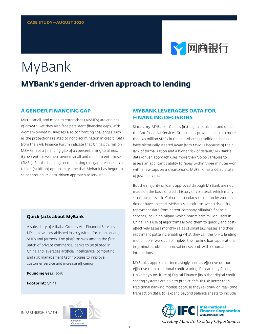 Mybank Mybank’S Gender-Driven Approach to Lending