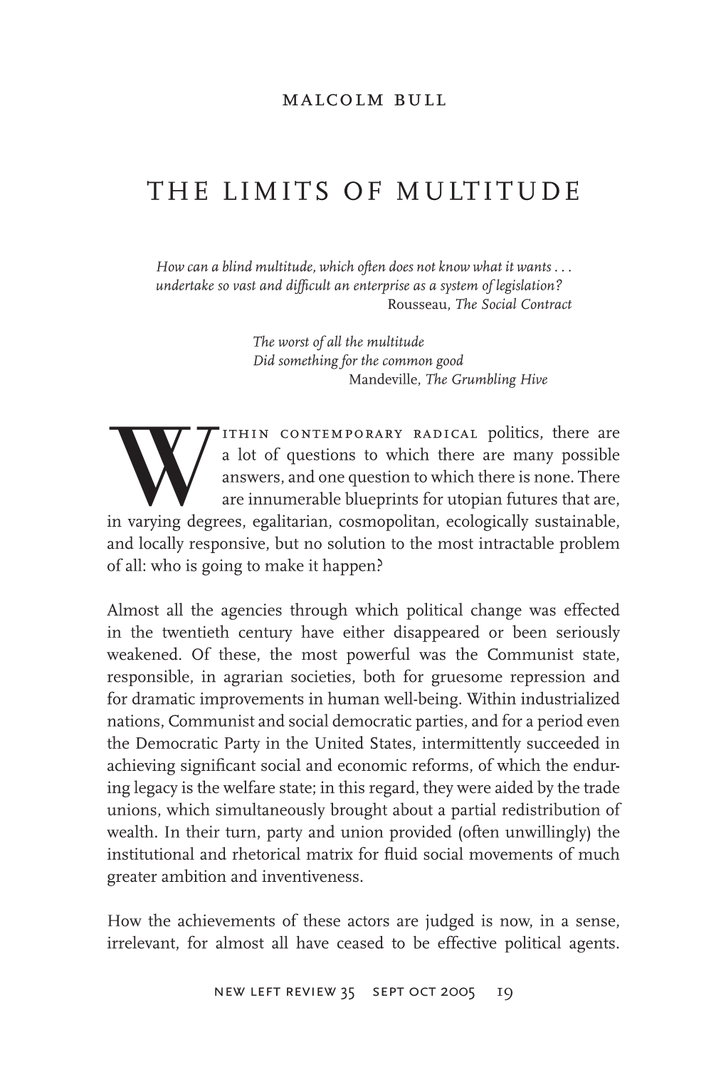 The Limits of Multitude