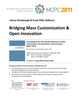 Bridging Mass Customization & Open Innovation