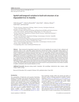 Spatial and Temporal Variation in Food Web Structure of an Impounded River in Anatolia