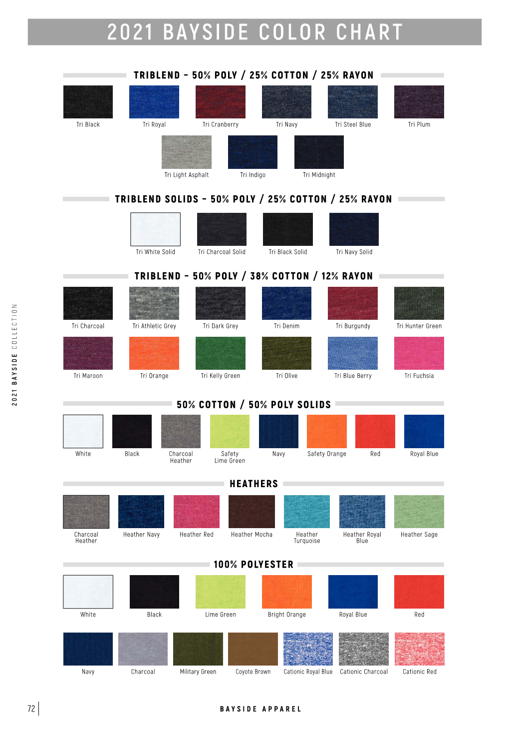 2021 Bayside Color Chart