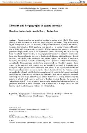 Diversity and Biogeography of Testate Amoebae