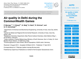 Air Quality in Delhi During the Commonwealth Games Table 2