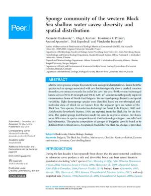 Sponge Community of the Western Black Sea Shallow Water Caves: Diversity and Spatial Distribution
