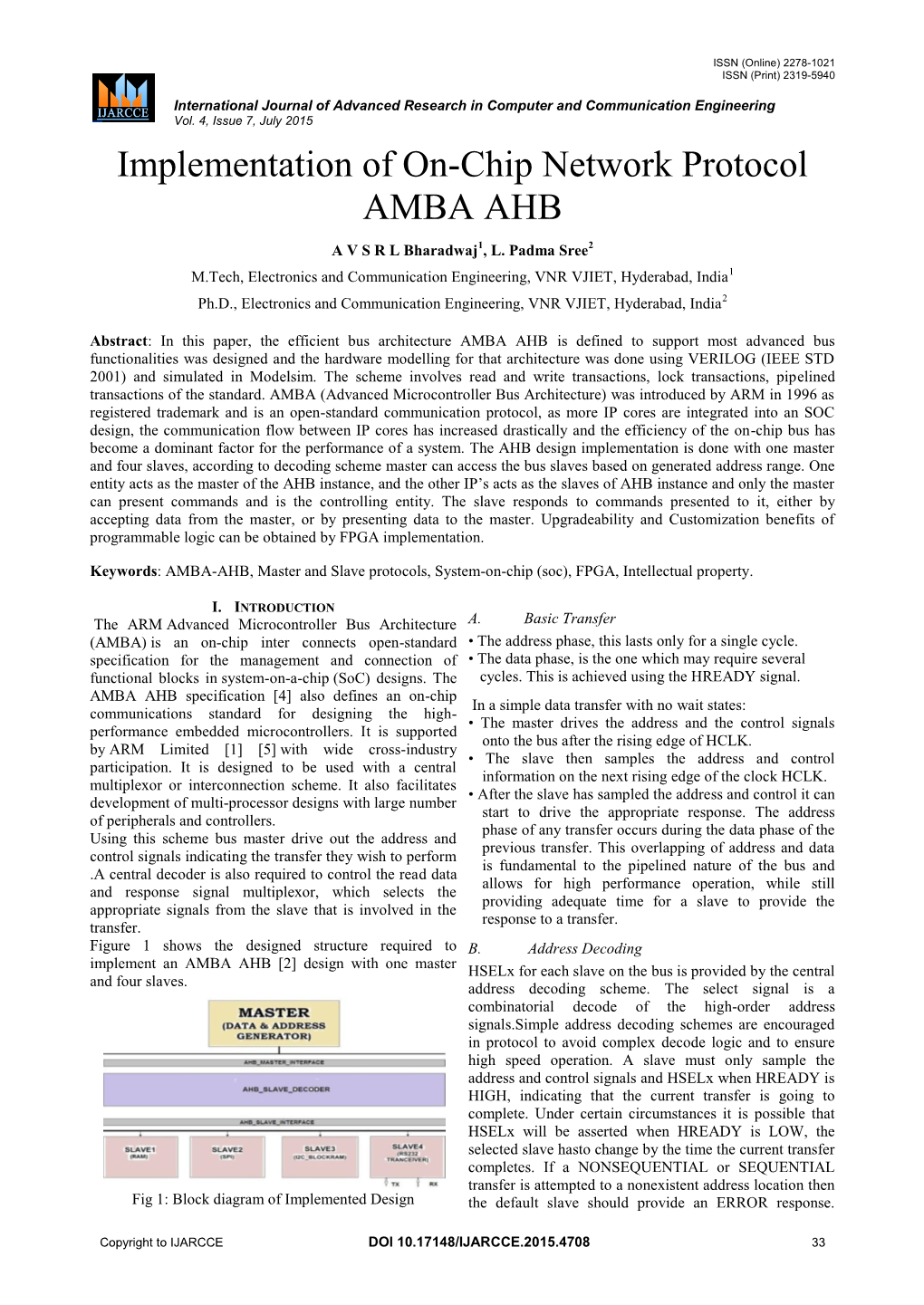 Implementation of On-Chip Network Protocol AMBA AHB