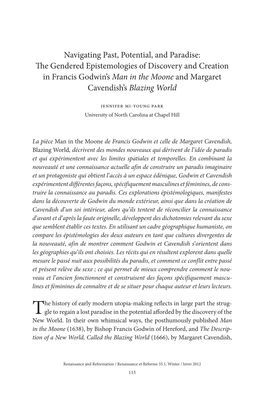 The Gendered Epistemologies of Discovery and Creation in Francis Godwin’S Man in the Moone and Margaret Cavendish’S Blazing World