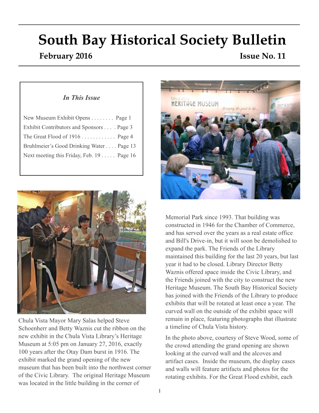 South Bay Historical Society Bulletin February 2016 Issue No