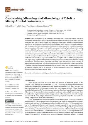 Geochemistry, Mineralogy and Microbiology of Cobalt in Mining-Affected Environments