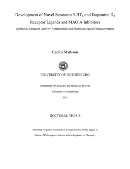 Development of Novel Serotonin 5-HT6 and Dopamine D2 Receptor
