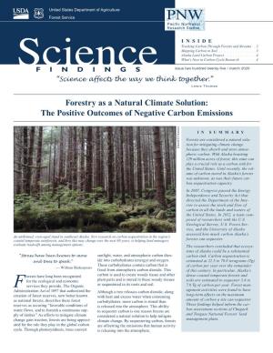 Forestry As a Natural Climate Solution: the Positive Outcomes of Negative Carbon Emissions