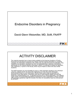 Endocrine Disorders in Pregnancy