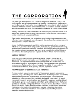 Principles of the Corporation Give It a Highly Anti-Social “Personality”: It Is