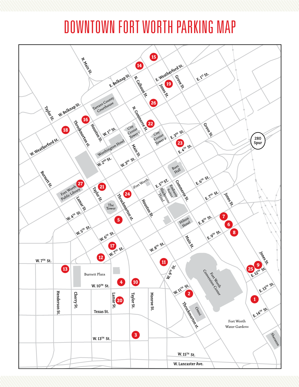 Downtown Fort Worth Parking Map