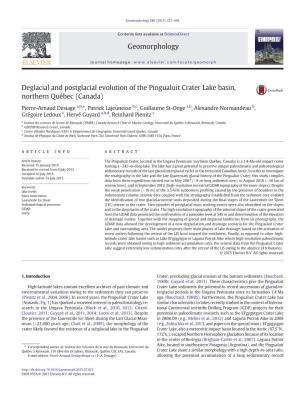 Deglacial and Postglacial Evolution of the Pingualuit Crater Lake Basin, Northern Québec (Canada)