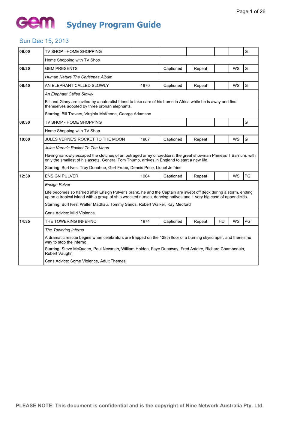 Sydney Program Guide