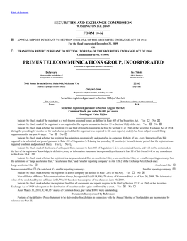 PRIMUS TELECOMMUNICATIONS GROUP, INCORPORATED (Exact Name of Registrant As Specified in Its Charter)