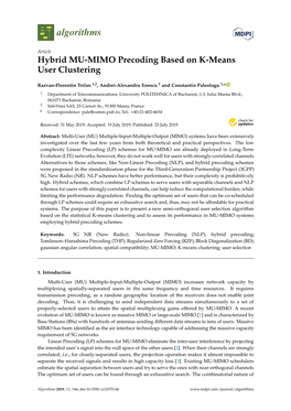 Hybrid MU-MIMO Precoding Based on K-Means User Clustering