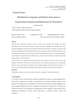 Original Paper Hibridization, Linguistic and Stylistic Innovation In