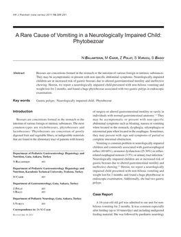 A Rare Cause of Vomiting in a Neurologically Impaired Child: Phytobezoar