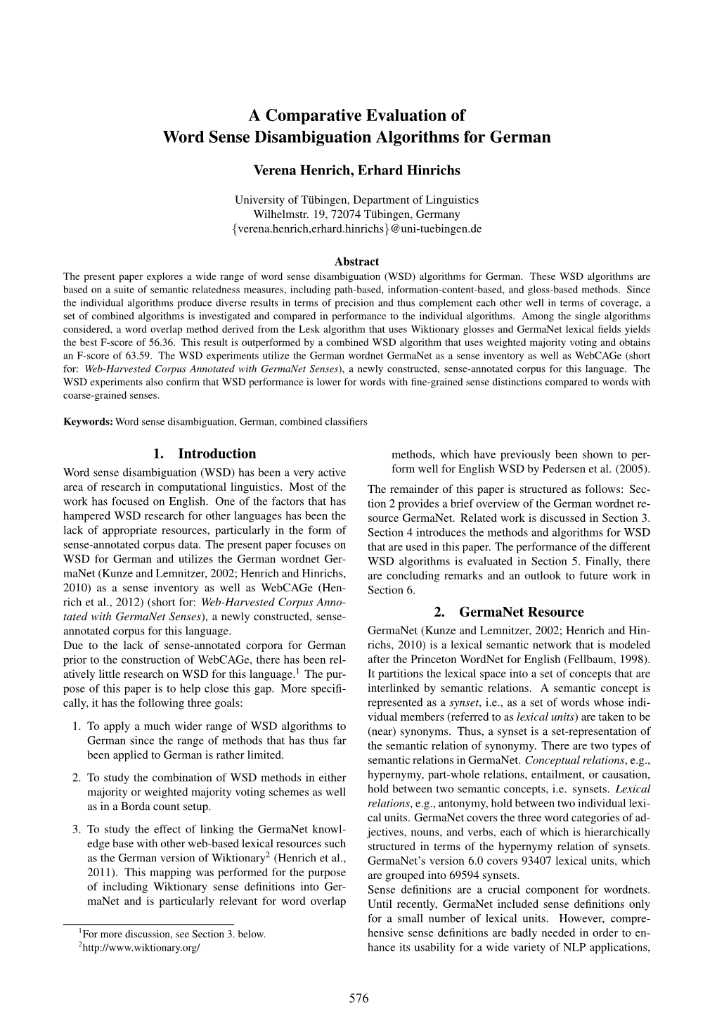 A Comparative Evaluation of Word Sense Disambiguation Algorithms for German