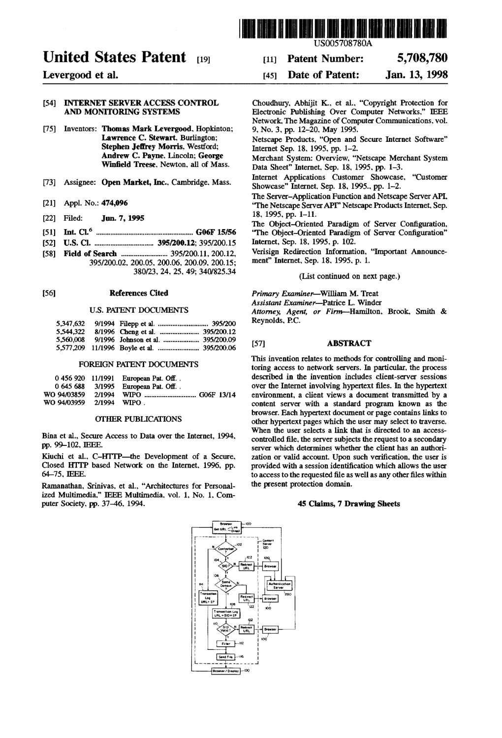 United States Patent (19) 11 Patent Number: 5,708,780 Levergood Et Al