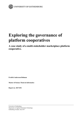 Exploring the Governance of Platform Cooperatives