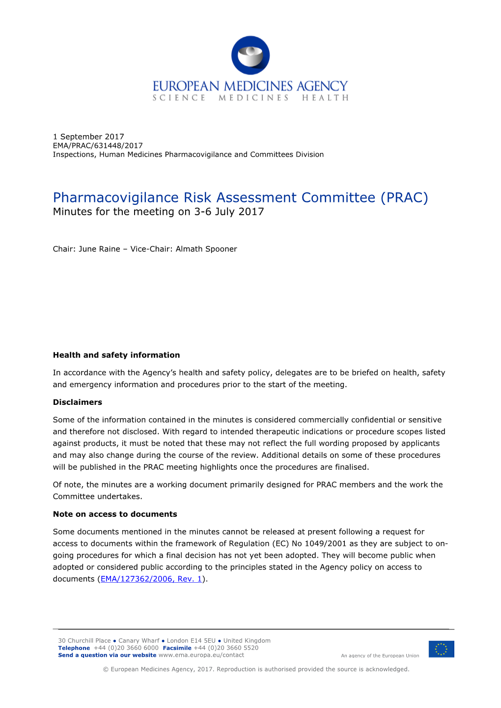 3-6 July 2017 PRAC Meeting Minutes